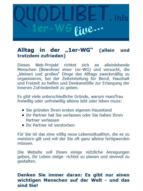 Projekt „1er-WG” quodlibet.info